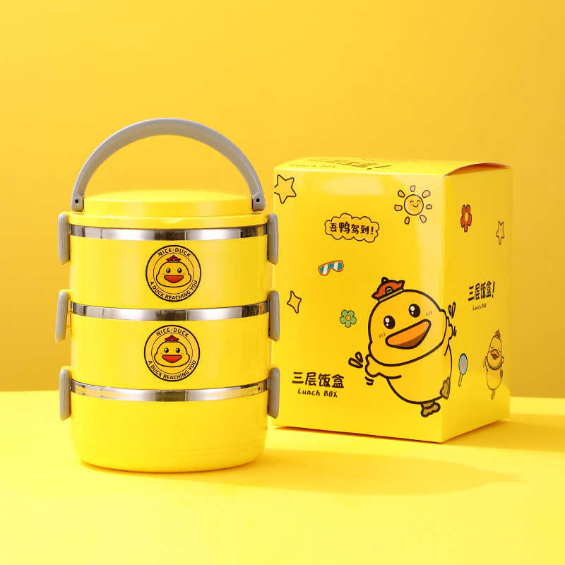 304 stainless steel outdoor multi-layer circular lunch box insulated bento box Student lunch box outdoor 01216WY9064 full figure