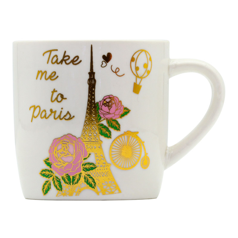 外贸热款法国埃菲尔铁塔镀金图案陶瓷咖啡杯套装个人商务礼品详情图5