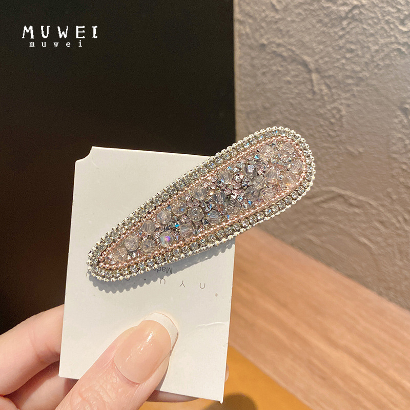 Korean Temperament Creative Diamond Edge Clip Hair Accessories Female Net Red Ins Crystal Hair Bb Clip Broken Hair Clip Specification drawing