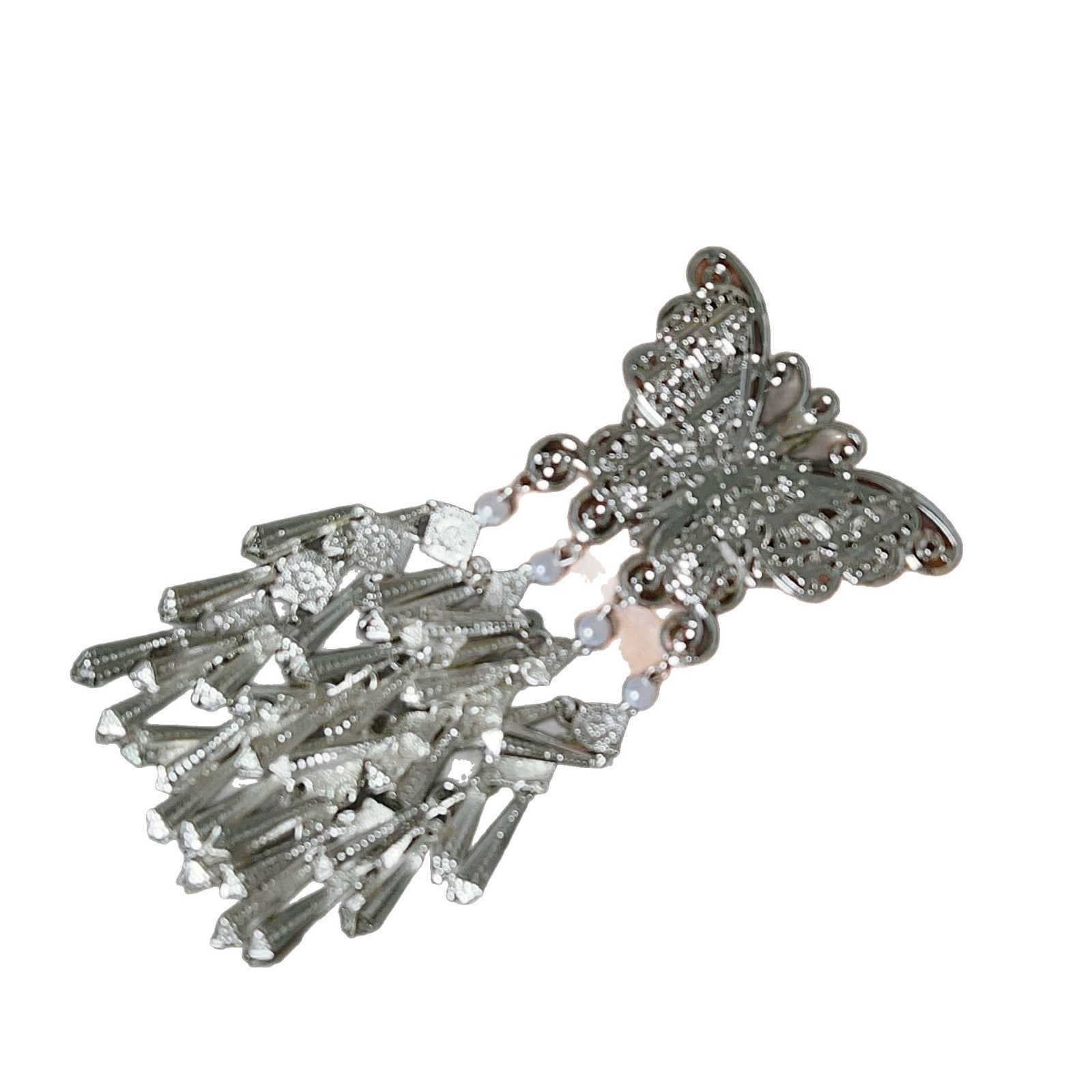 国风国潮民族风蝴蝶流苏发夹早春配饰发饰发卡女高级感古风头饰夹子鸭嘴夹白底实物图