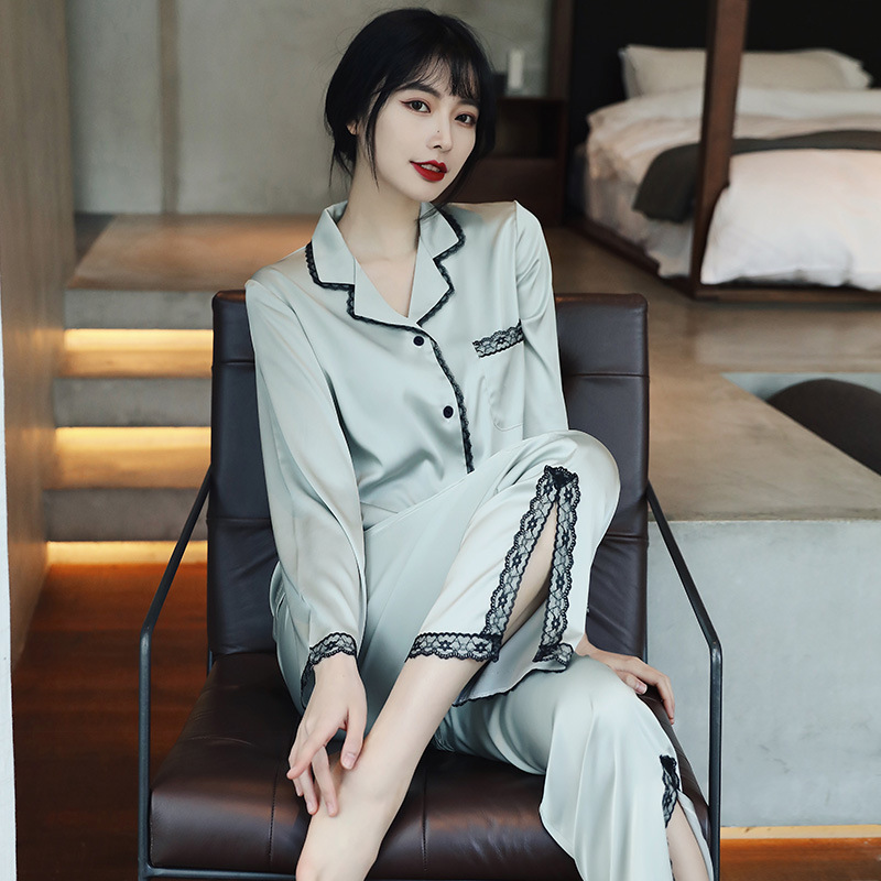 2021年新款春秋夏睡衣女性感长袖套装韩版丝绸时尚网红爆款家居服