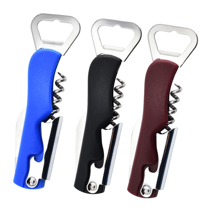 Wholesale stainless steel wine bottle opener, small knife, plastic handle, portable multi-functional beer set from the manufacturer Item Picture