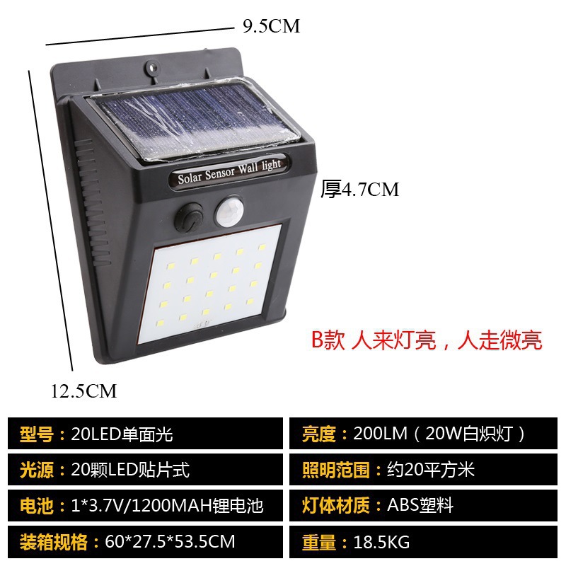 Cross-border best-selling solar wall lamps, LED outdoor family garden and courtyard lamps, household human-sensing solar lamps details Picture