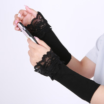 Factory wholesale female autumn and winter arm set knitted black and white lace mid-length cotton cuff fake cuff cuff cuff cuff tide