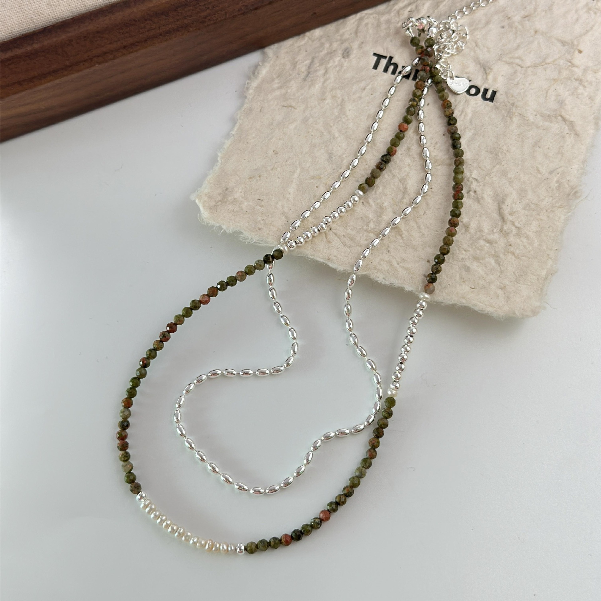 Natural tiger's eye necklace, autumn and winter Maillard irregular design, high-end sweater chain, retro coffee-colored collarbone chain Specification image