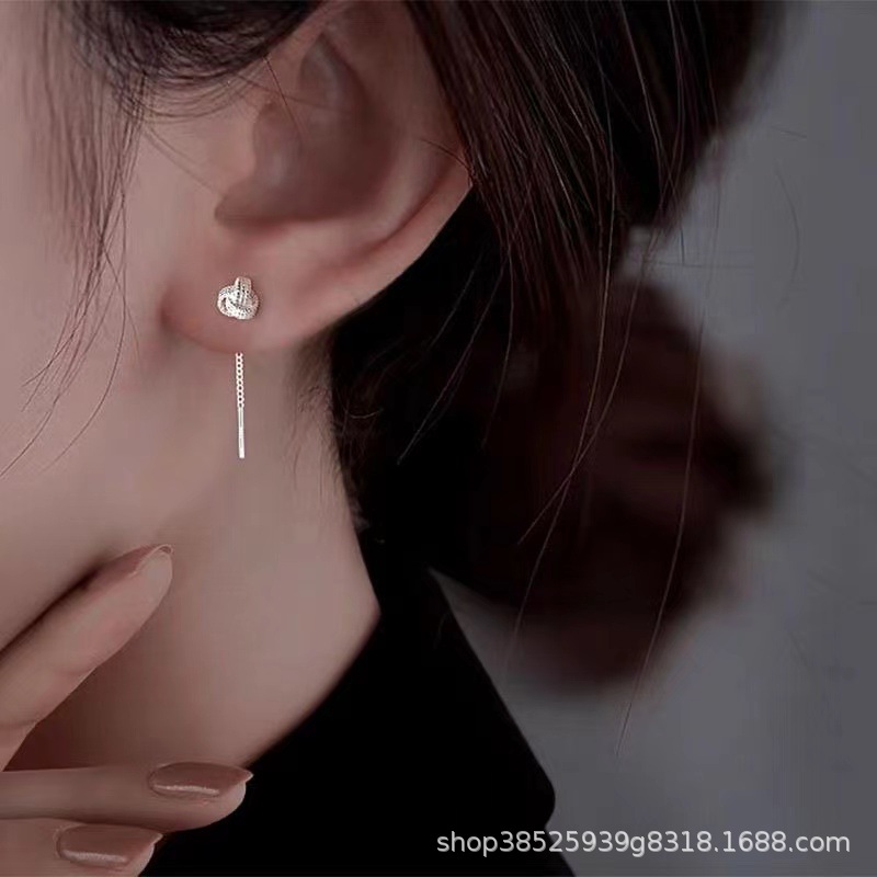 925 Silver Needle Ruyi Knot Tassel Ear Thread 2024 New Bestseller Stud Earrings for Women, Light luxury, individual and niche earrings and earrings Specification image