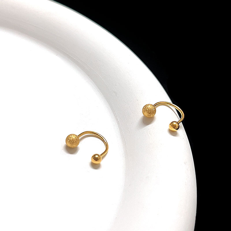 Cross-border Amazon matte geometric circular high-end C-shaped ear stud, simple spiral design U-shaped ear stud Specification image