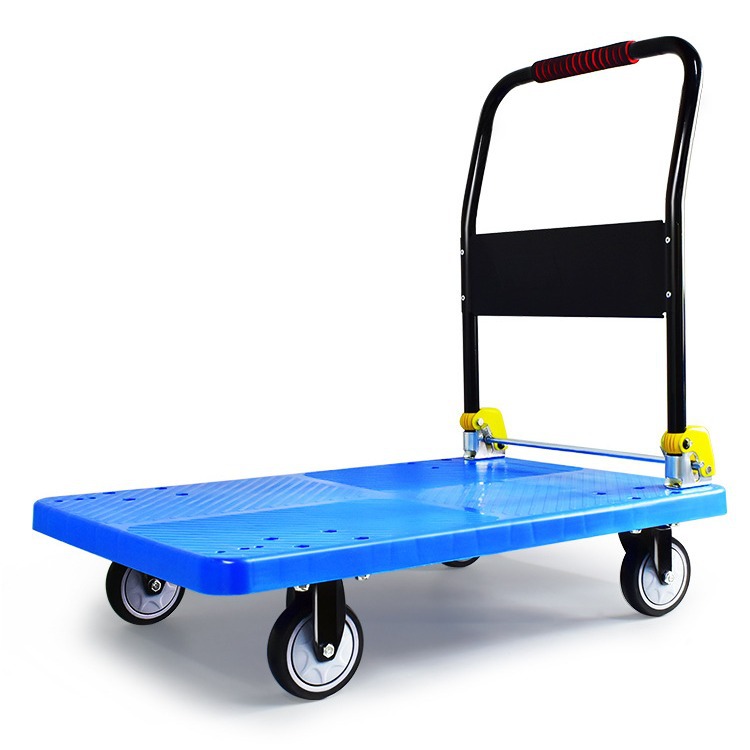 Silent trolley, flatbed cart, folding trolley, household handling cart, thickened trailer, express delivery shopping cart Item Picture