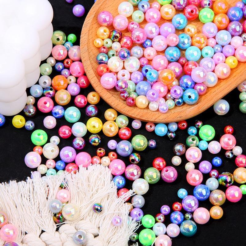 Acrylic Abs Imitation Pearl Ab Color Beads Beads Beads Loose Beads Diy Bracelet Accessories Materials details Picture