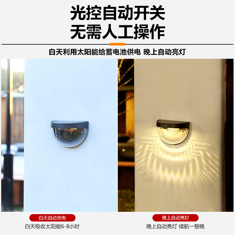 Solar wall lamps, outdoor fence lamps, courtyard garden decoration, balcony decoration, villa outdoor waterproof landscape lamps details Picture