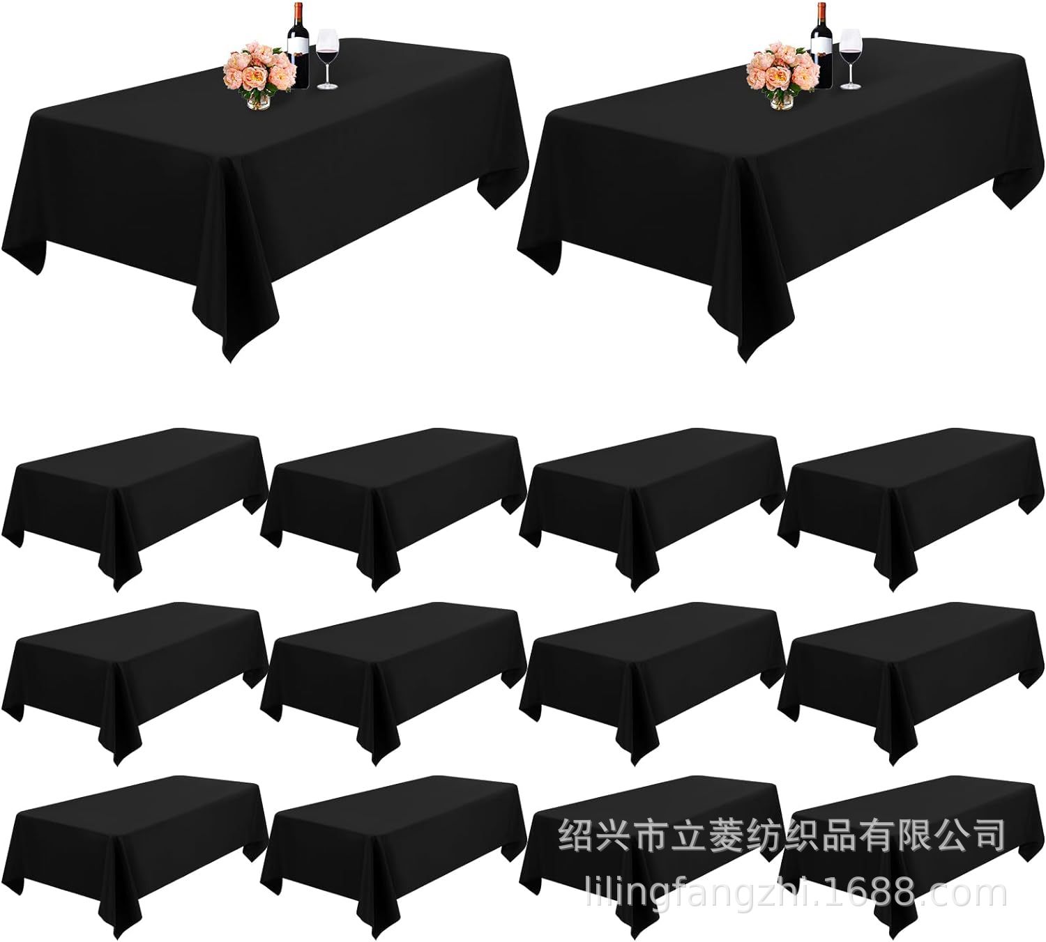 Cross-border Amazon solid color plain weave polyester hotel tablecloths, Western restaurant coffee shop rectangular and circular wedding banquet parties Item Picture