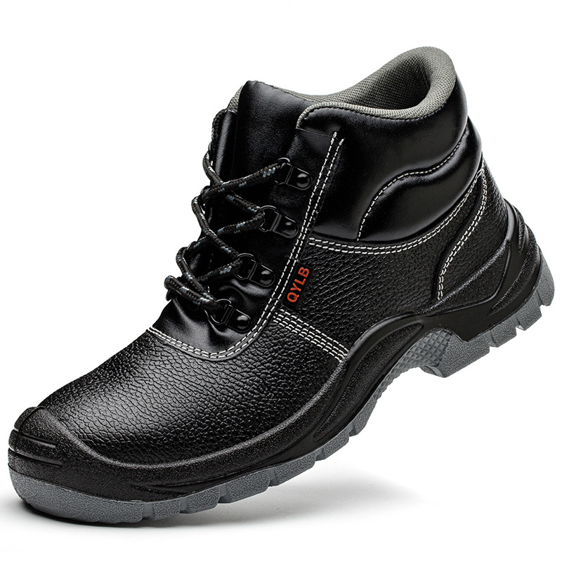 Solid Core Anti-Puncture And Oil-Resistant Welder Wear-Resistant Labor Protection Shoes High-Top Cowhide Anti-Ironing Work Shoes Steel Toe Work Boots Item Picture