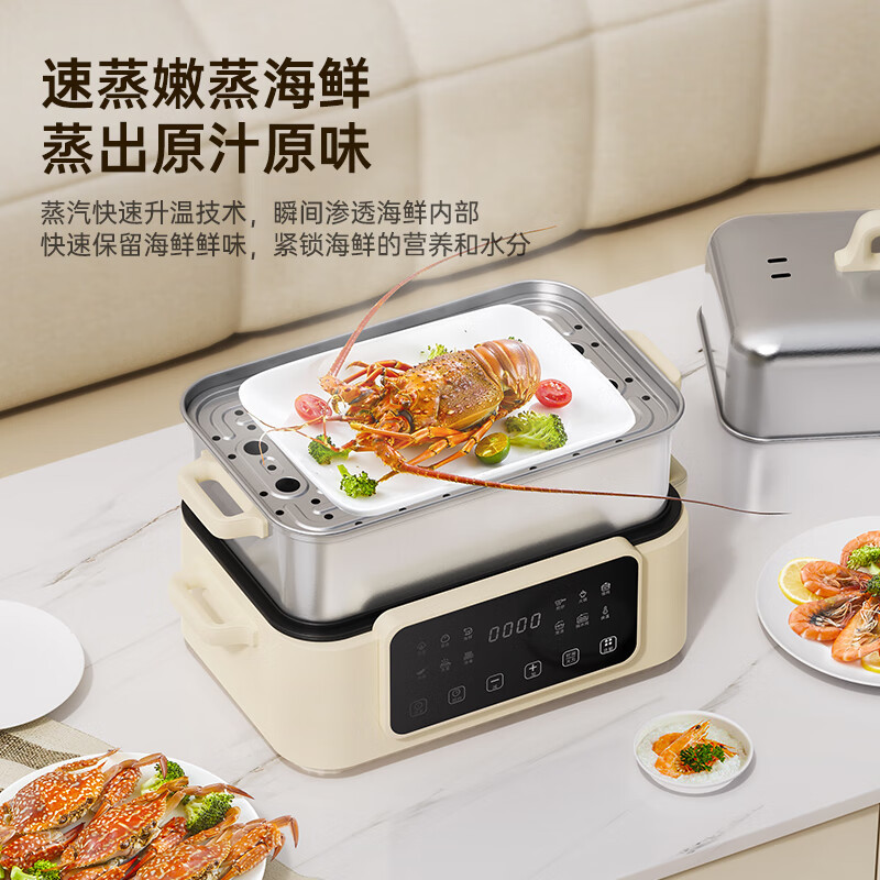 Cuko Electric Steamer, Household Stainless Steel Steaming And Stewing Pot, Water Steamer Cup, Seafood Electric Steamer Box, Cooking Pot details Picture