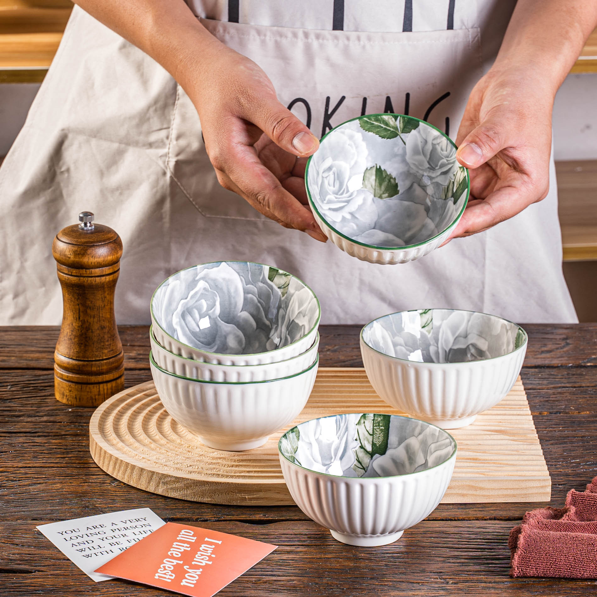 釉下彩陶瓷4/碗/餐具白底实物图