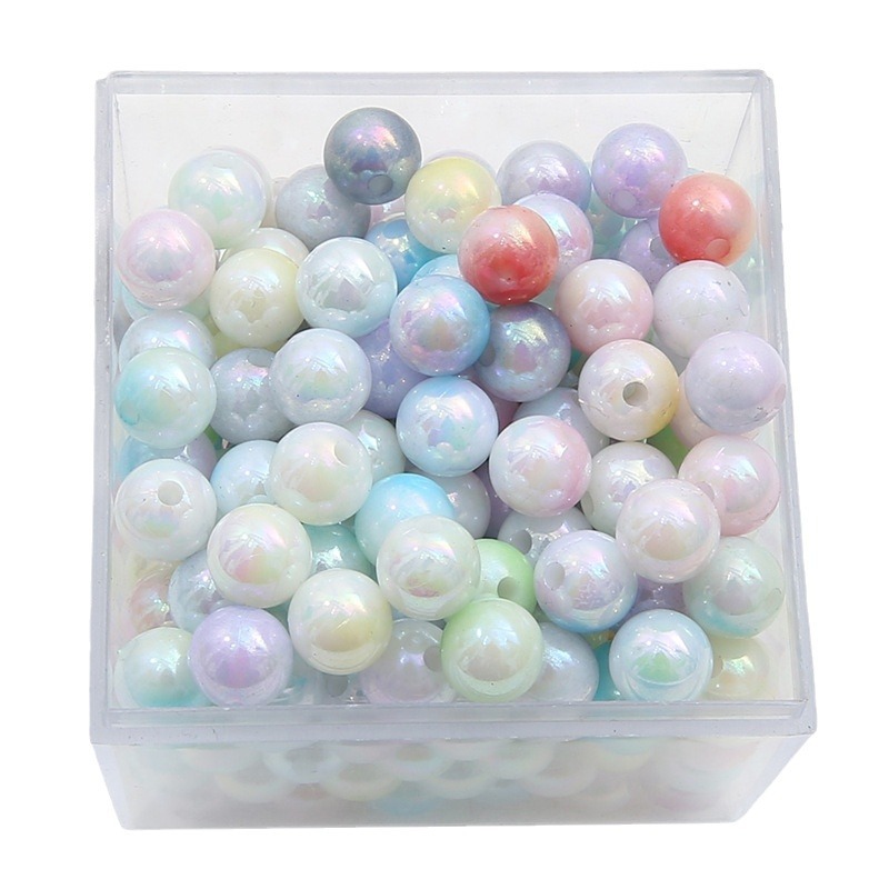 6Mm Acrylic Ab Color Gradient Two-Color Round Beads Diy Handmade Bracelet Jewelry Bead Loose Bead Bracelet Material Item Picture