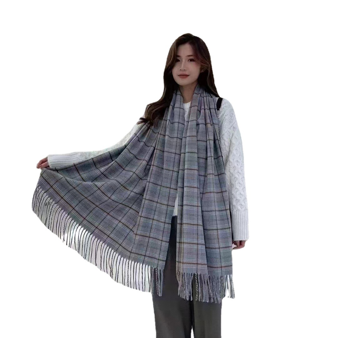 Autumn And Winter Women's Scarf Japan And South Korea Sweet Warm Scarf For Men And Women Imitation Cashmere Coarse Beard Vintage Plaid Scarf In Stock Item Picture