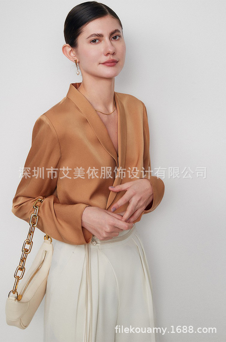 2023新精品双层真丝衬衫春夏衬衫女 重磅长袖OL通勤女装一件代发