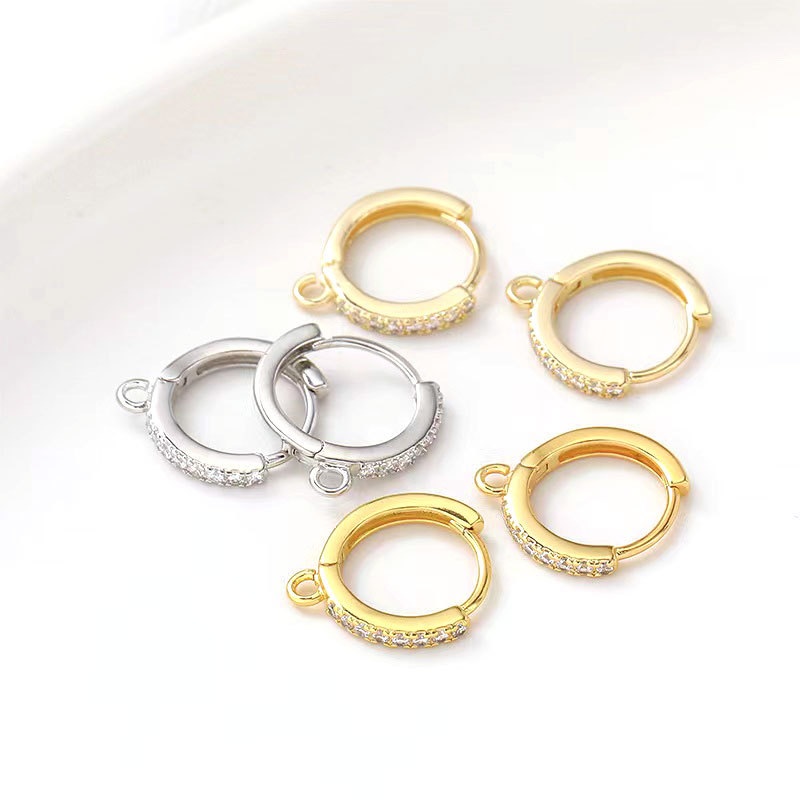 14K Gold Encrusted Zircon Ring Earrings Handmade Diy Ear Clip Ear Buckle Ear Hook Ear Accessories Materials