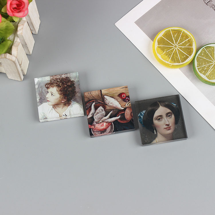 Refrigerator Sticker Decorative Acrylic Famous Painting Oil Painting Creative Refrigerator Sticker Decorative Magnet Magnet Magnet Sticker Creative details Picture
