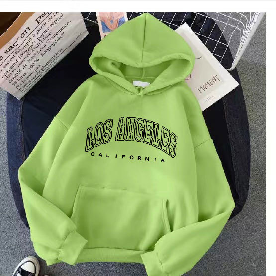 Cross-border wholesale of autumn and winter sweatshirts for women, with fleece, hooded, pullover, loose printed, large-sized, thin fleece jackets for trendy women on Instagram Application Scenario