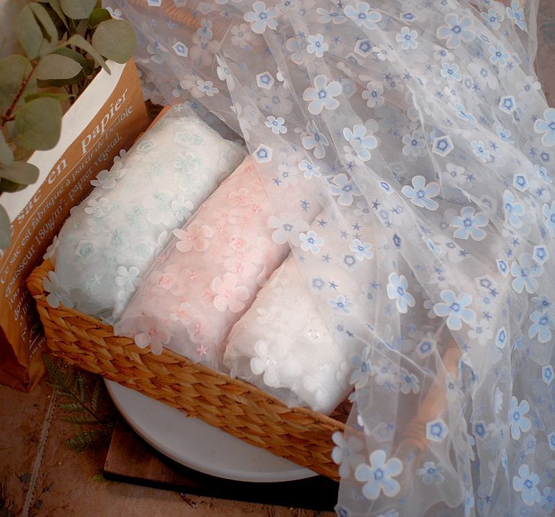 Flower Fairy full-width mesh embroidery lace three-dimensional applique handmade fabric clothing design fabric children's dress mesh details Picture