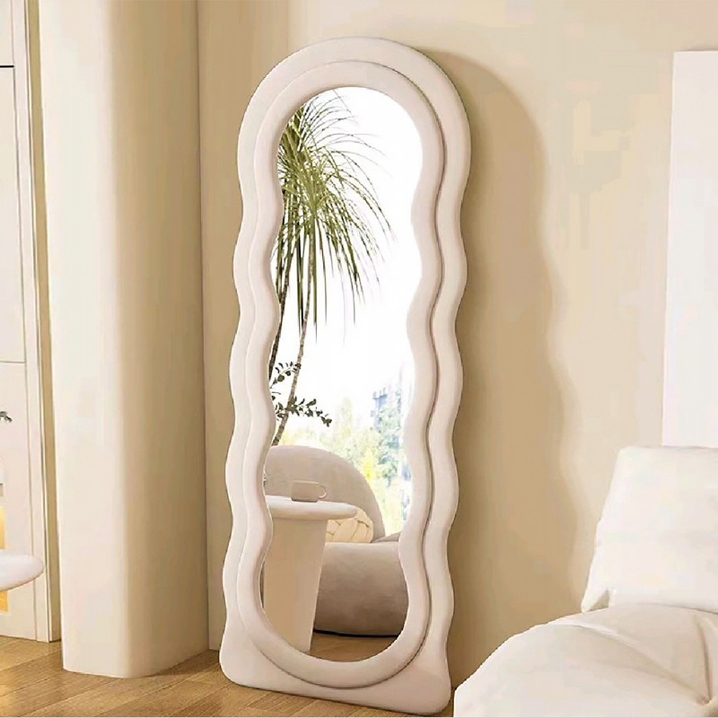 落地镜/全身镜/照明灯饰/红色大喜日子镜子/穿衣镜少女简约细节图