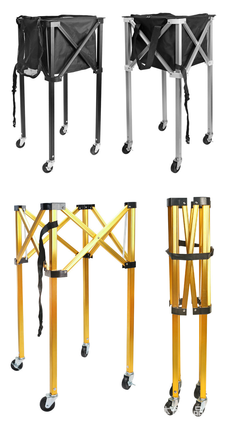 折叠网球框铝合金网球车推车移动便携式教练车捡球筐网球包装球篮详情10