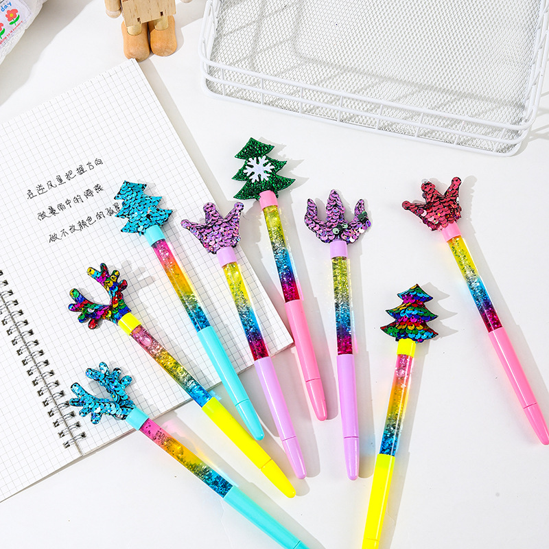 Creative Christmas Glitter Quicksand Fairy Stick Office Gift Pen Signature Pen Student High Appearance Level Neutral Pen Wholesale