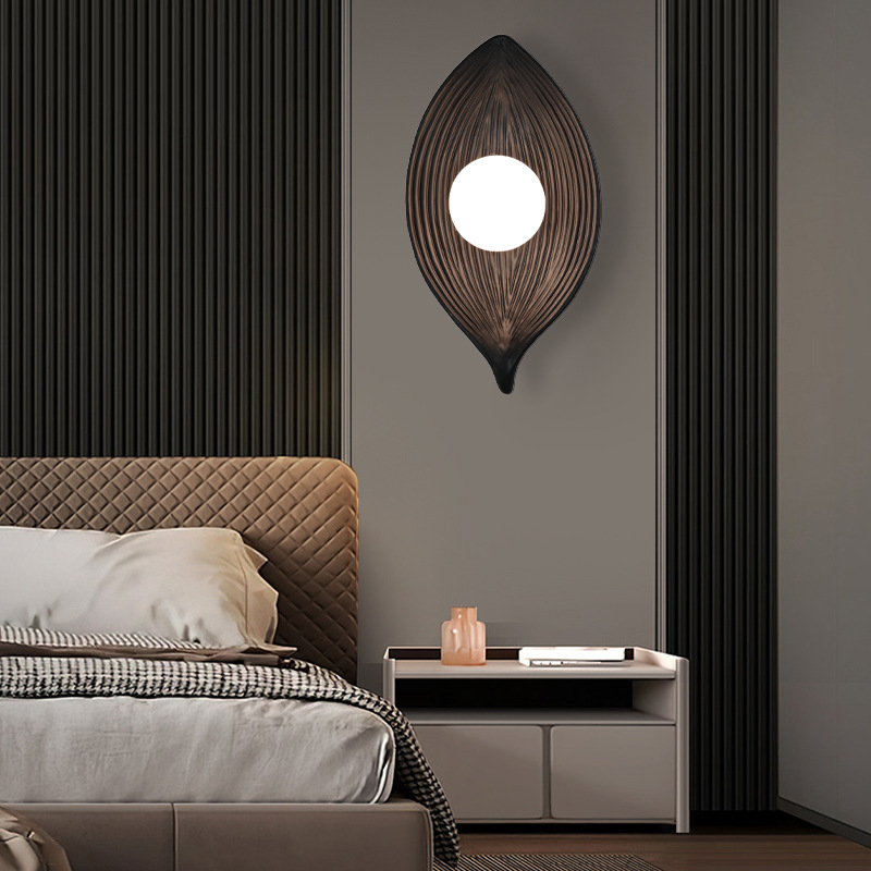 Nordic leaf wall lamp, high-end wabi-sabi style, Japanese minimalist style, bedroom wall lamp, background wall decorative lamp Specification drawing