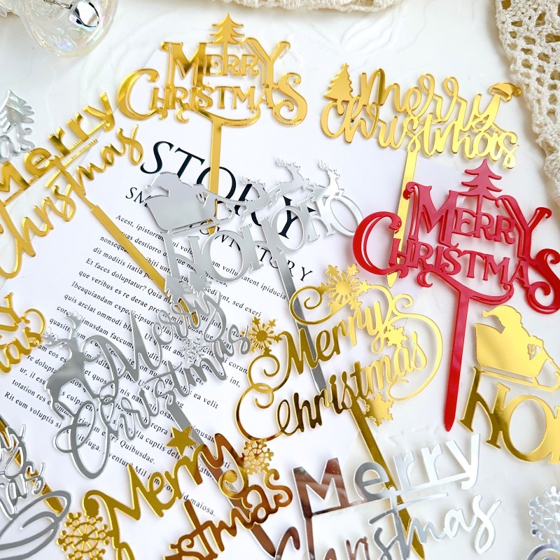 Copyright Cross Border Ins Wind Christmas Acrylic Plate Cake Plate Christmas Cake Decoration Party Supplies Item Picture