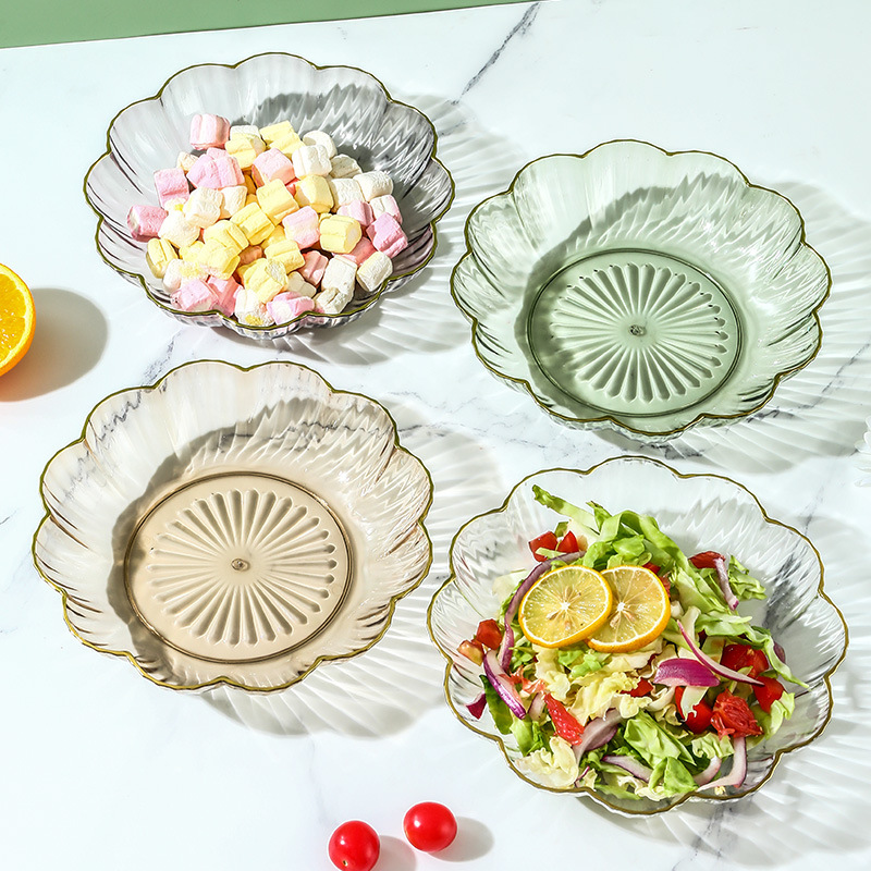European Light Luxury Phnom Penh Transparent Plastic Fruit Plate Living Room High Appearance Level Nut Plate Home Fashion Salad Bowl Set Specification drawing