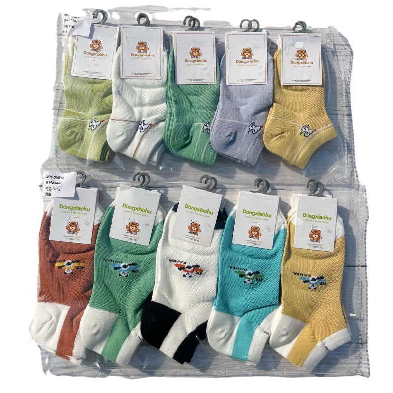 One-piece delivery service for spring and summer new children's mesh cotton boat socks, cartoon color schemes for men and women, student sports college style, Japanese and Korean short socks Item Picture