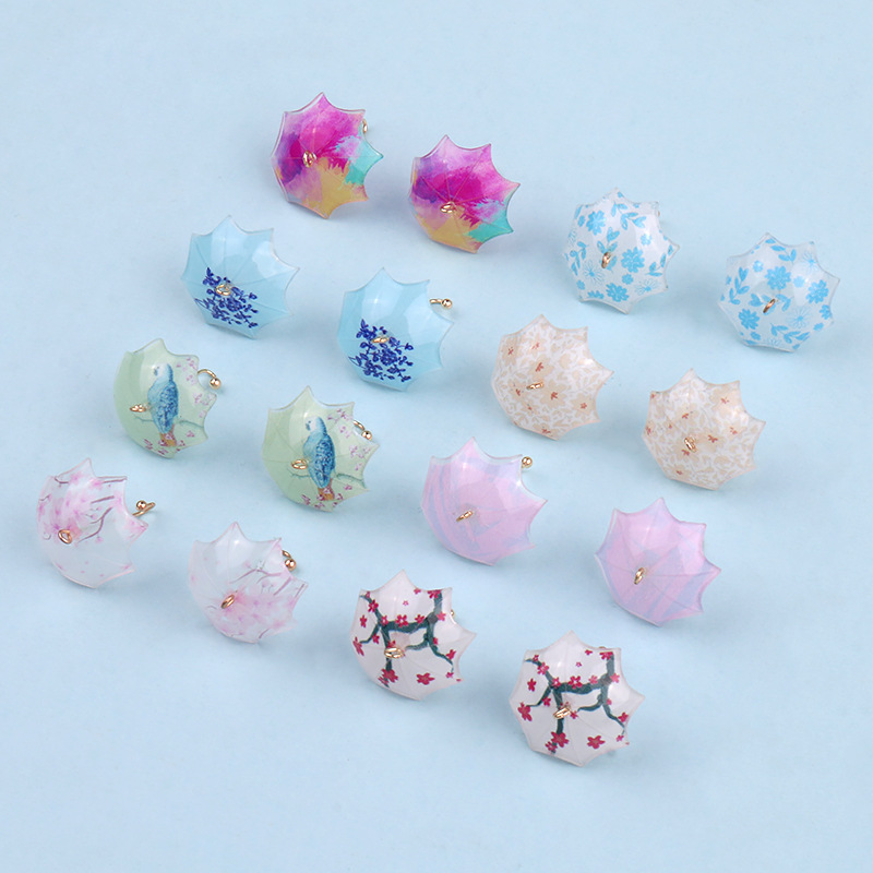 创意热缩片手工定型小雨伞耳环挂件 DIY饰品耳饰吊坠材料现货批发