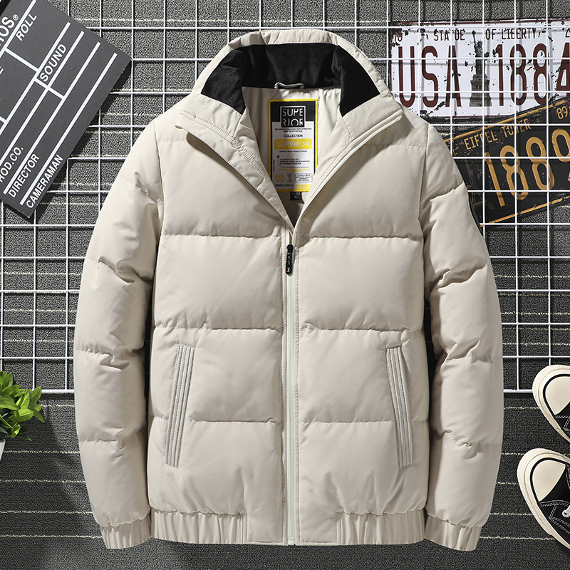 Men's down jacket 2022 new style baseball jacket stand-up collar coat 80 white duck down fashionable and trendy young men's clothing Specification image