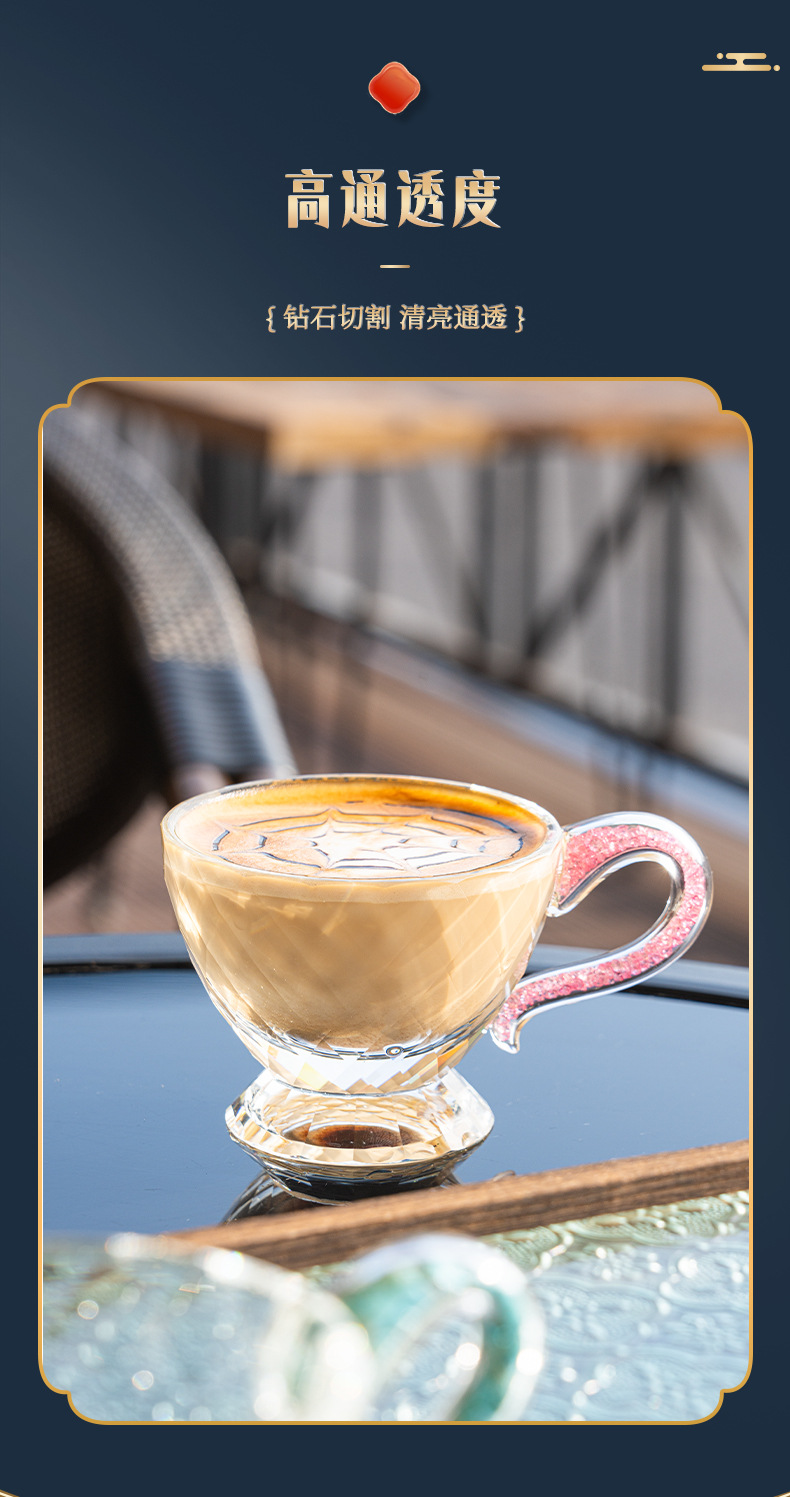 K9水晶切面咖啡品茶双用水晶杯绿松石杯隔热礼盒装耐高温玻璃杯详情6