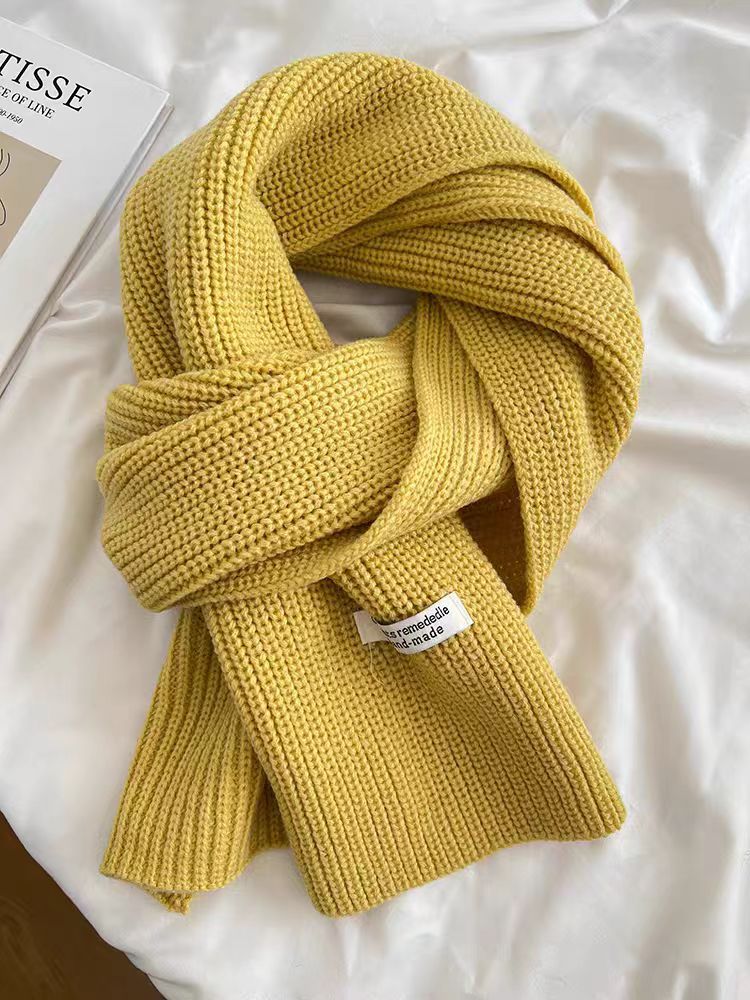 韩系绵羊毛针织毛线围巾女秋冬氛围感显白加厚保暖纯色围脖情侣款详情13