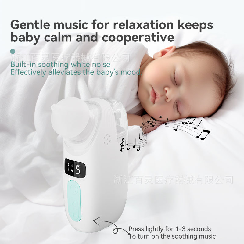 Silicone material baby electric nasal aspirator in stock for cleaning baby's nasal mucus and feces. It is a household children's spray and waterproof Application Scenario