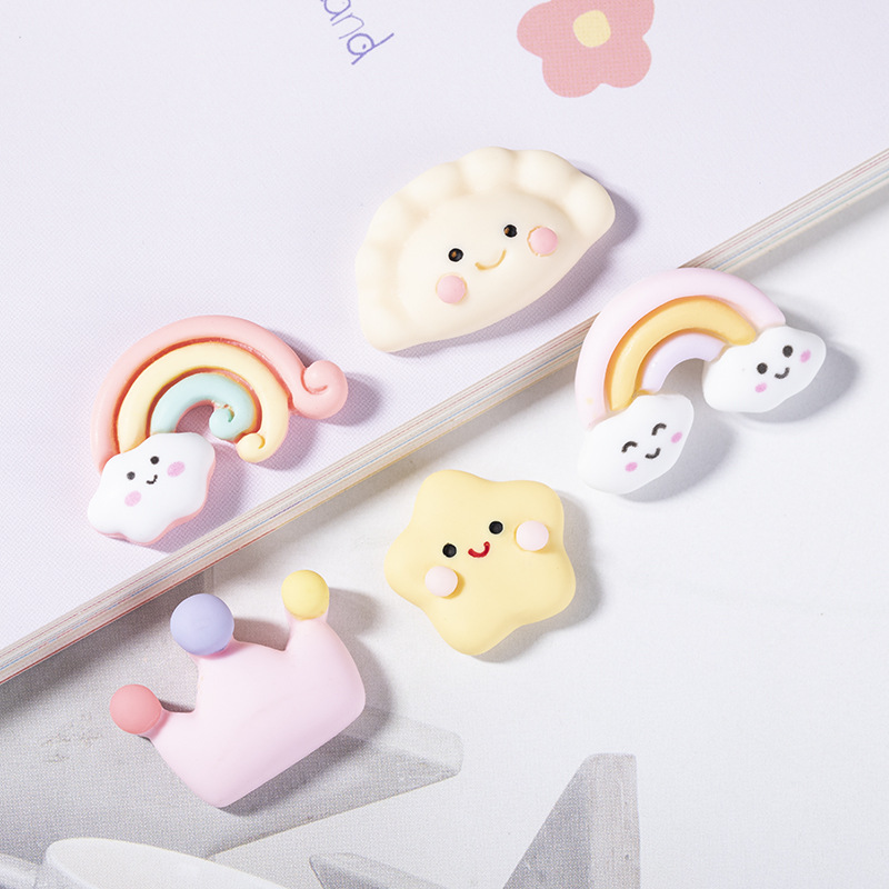 New Katong cute Rainbow star Dumpling resin accessories diy cream glue phone case patch accessory material