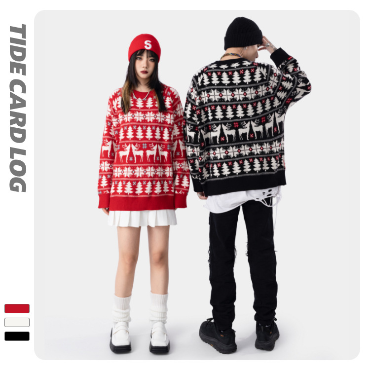 TIDE's new autumn and winter collection features a loose and laid-back design. It's a fleece warm knitted sweater for couples and a Christmas sweater for women Specification image