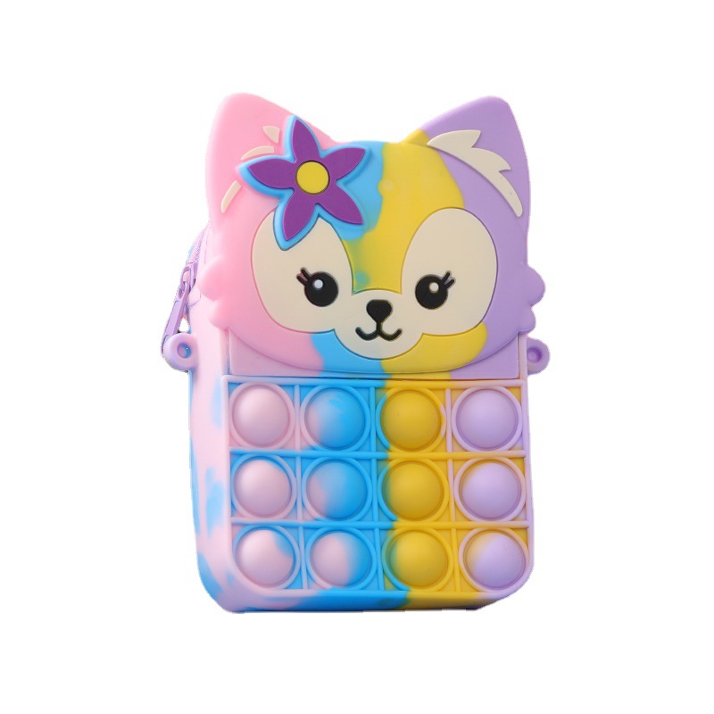 Fun Fox Silicone Children's Purse Bubble Relief Puzzle Shoulder Crossbody Travel Zipper Bag In Stock Item Picture