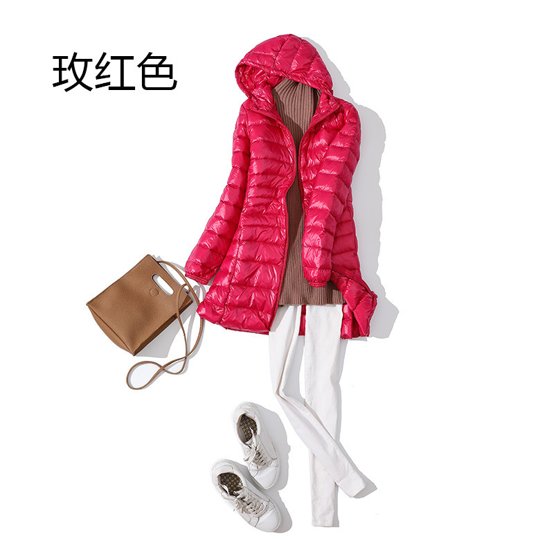 Cross-Border Amazon Autumn And Winter New Light Down Jacket Women's Mid-Length Hooded Large Size Slim Women's Coat Winter Tide Application Scenario