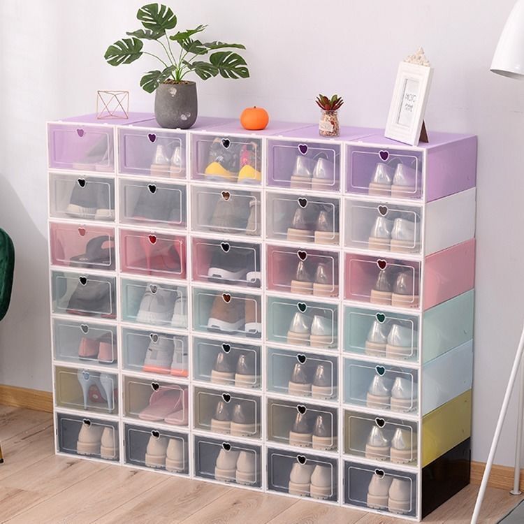 Transparent shoe box, plastic shoe cabinet, plastic storage box, shoe box dust-proof and moisture-proof storage cabinet Item Picture