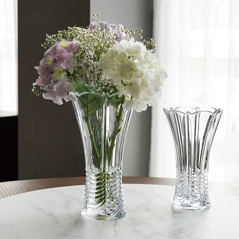 European-style retro countertop crystal vase, living room home decoration item, lily flower arrangement, glass vase, hydroponic flower vase details Picture