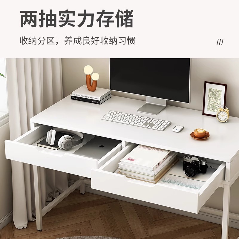 Computer desk, simple and modern office desk with drawers, home girls' bedroom dressing table, dressing table details Picture