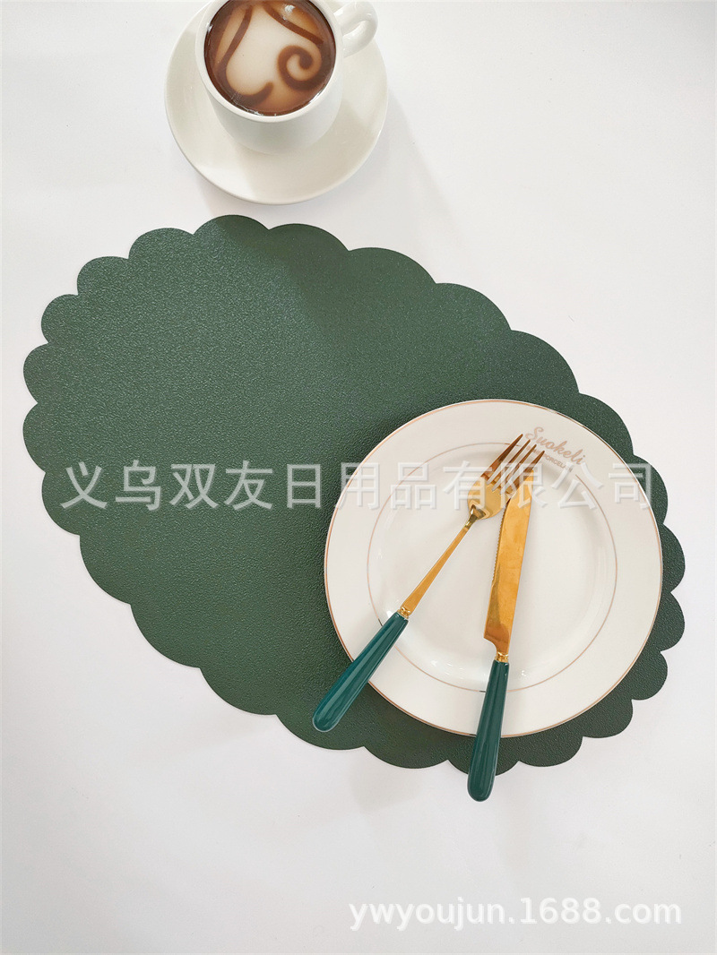 Pvc Matte Oval Lace Table Mat European Non-Slip Waterproof No-Wash Thermal Insulation Mat Western Placemat Tableware Decorative Mat Specification drawing