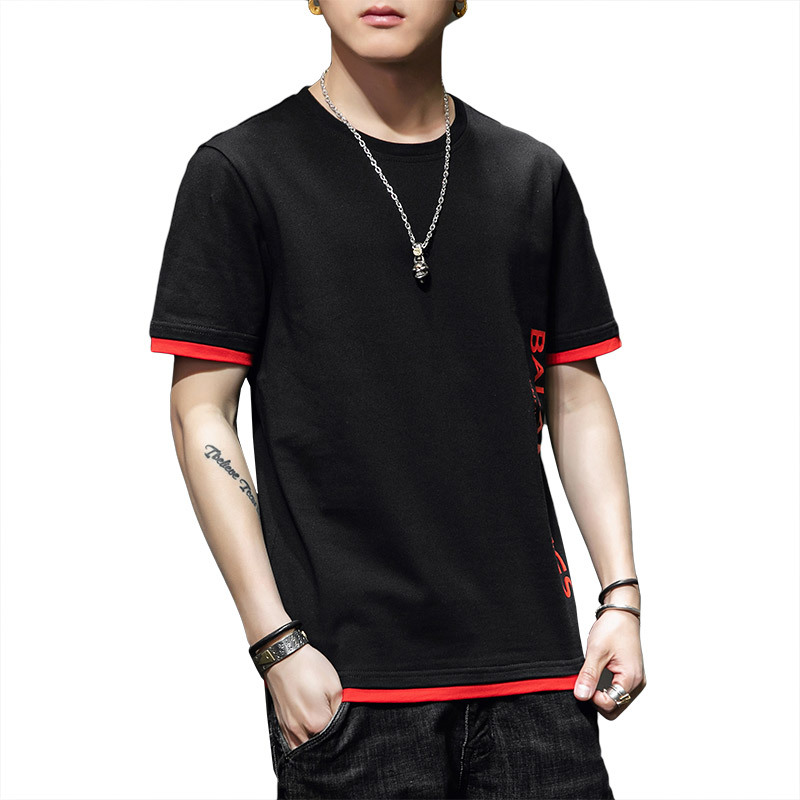 Short-sleeved T-shirt for men in summer, loose and casual, half-sleeved, trendy American round-neck top for men Item Picture