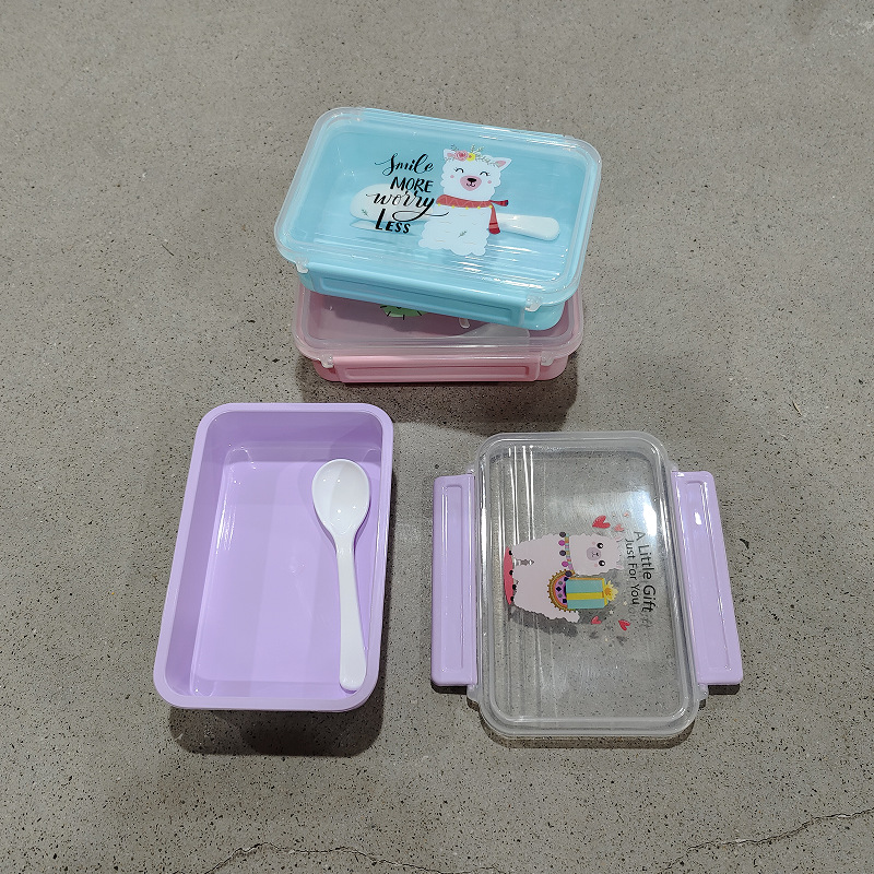 Children's cartoon food-grade plastic lunch boxes and fruit preservation boxes can be colored and printed with logo patterns details Picture
