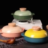 Nordic-style color-blocking clay pot stew pot, household gas open flame high-temperature resistant ceramic fashionable soup pot 煲仔饭 porridge pot details Picture
