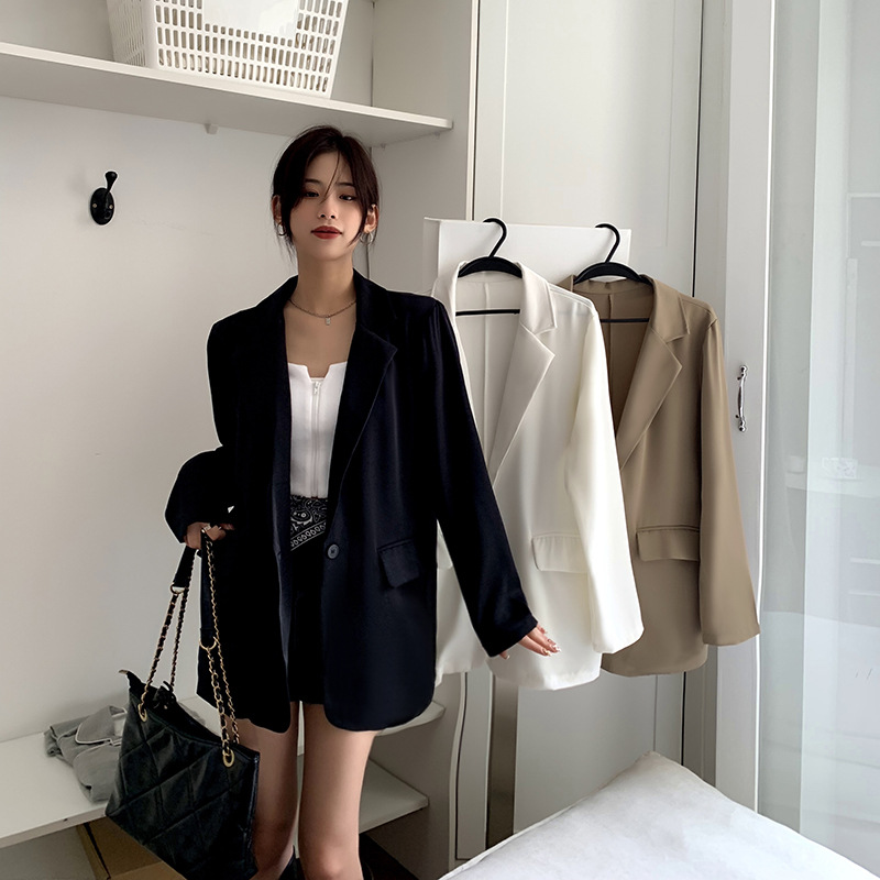 实拍2022春季新款韩版时尚宽松西装外套女小个子气质休闲小西服潮图