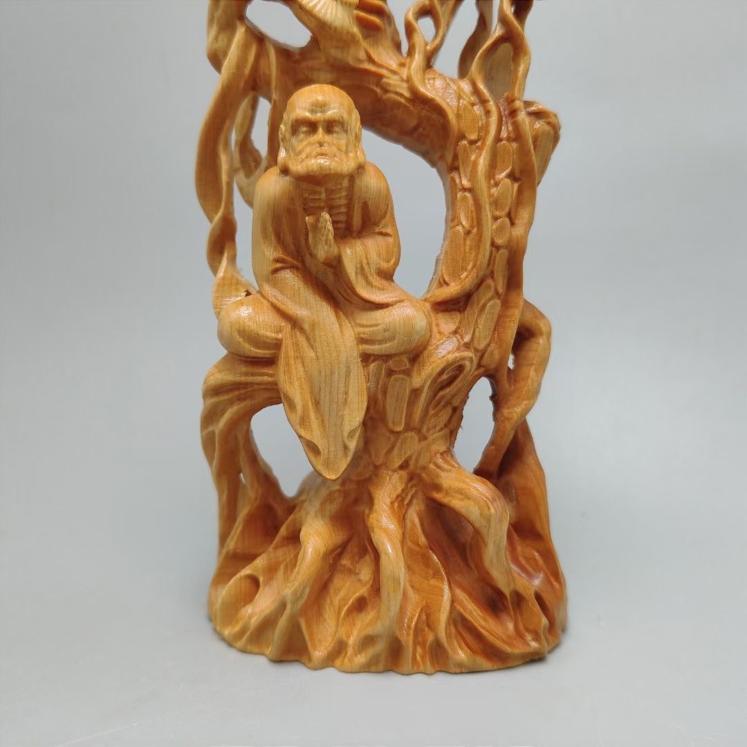 Cliff Bodhidharma Decoration Root Carving With Shape Living Room Wood Carving Arts And Crafts Play Wooden Dharma Specification drawing